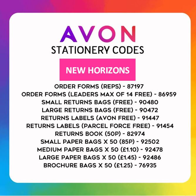 Avon Stationery Codes